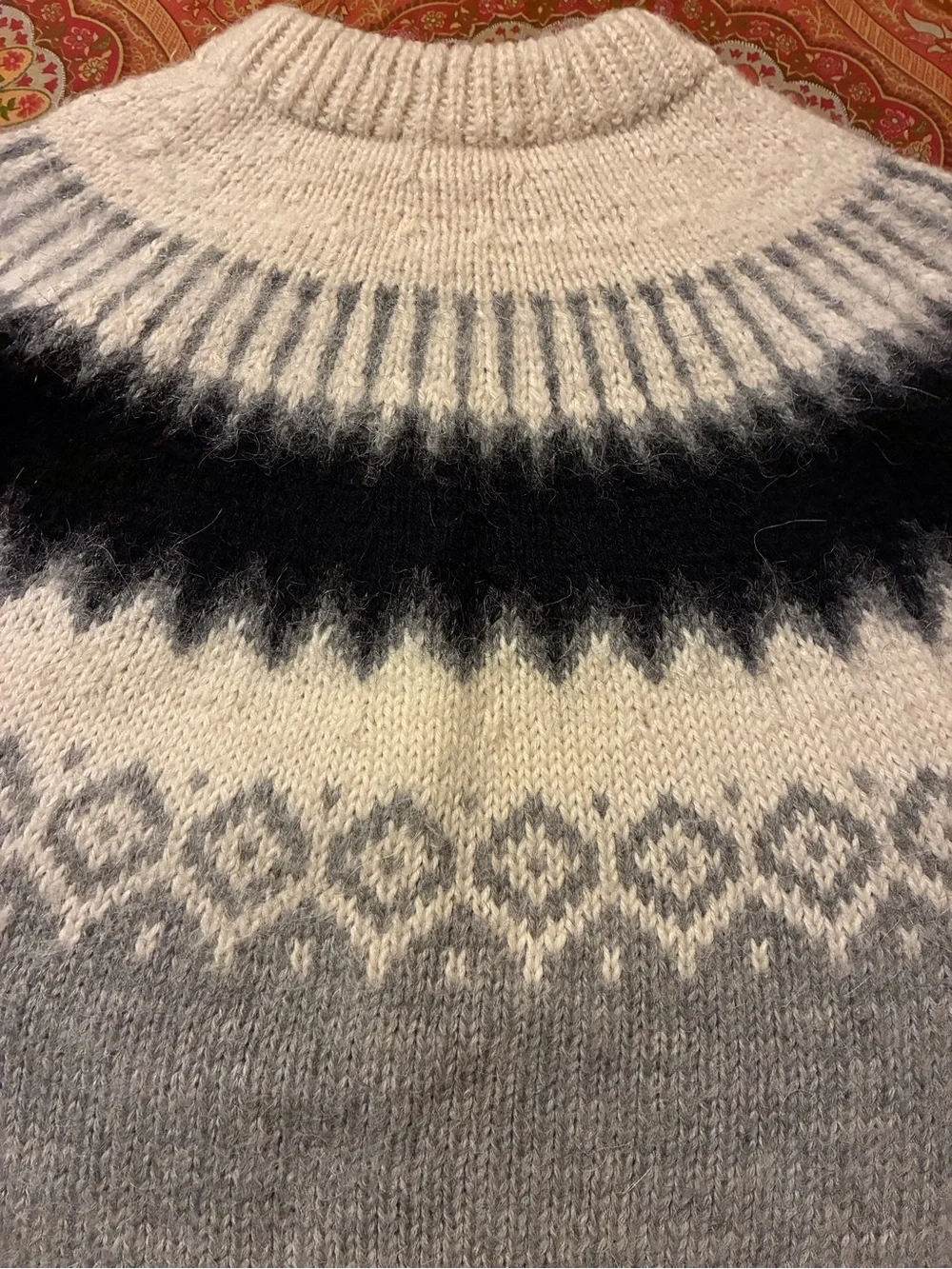 Classic Gray & Cream Nordic Knit Sweater - Unbranded